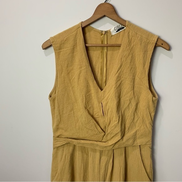 [Cage] Women's Sz:Small Mustard Yellow Cotton Boho Wide Leg Sleeveless Jumpsuit - Picture 2 of 9